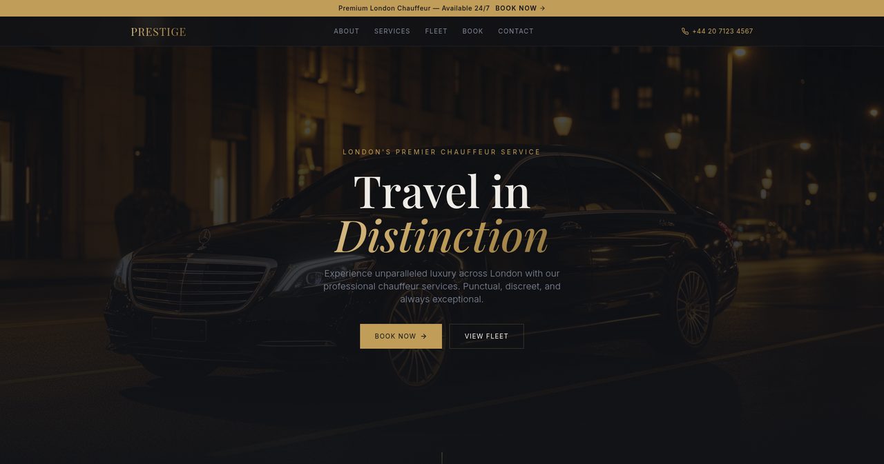 Elite Chauffeur Service website designed by Websites No Bollocks